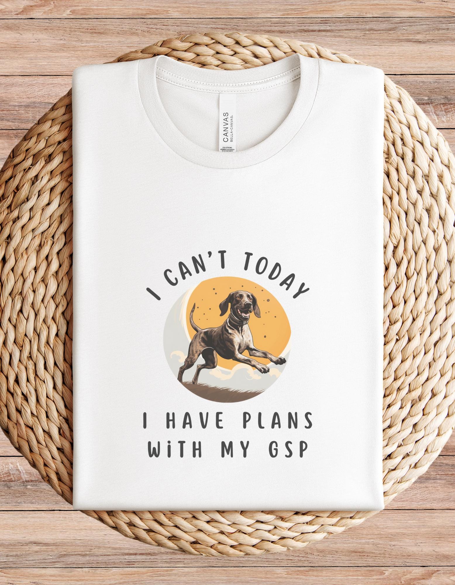 Plans avec mon chien d'arrêt allemand à poil court T-shirt à manches courtes en jersey pour chien GSP