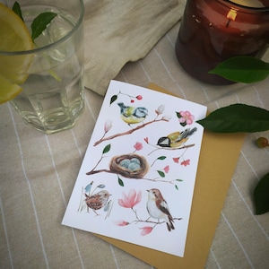 Glückwunschkarte A6 "Spring Birds" mit Kraftkuvert