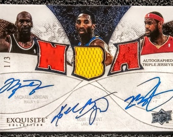 Michael Jordan, Kobe Bryant, Lebron James Triple Autograph Card 1/3. Custom Card Limited Edition Rare!!