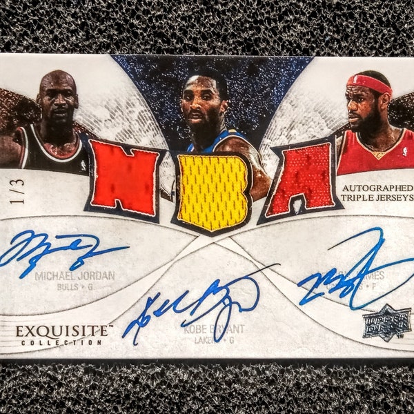 Michael Jordan, Kobe Bryant, Lebron James Triple Autograph Card 1/3. Custom Card Limited Edition Rare!!