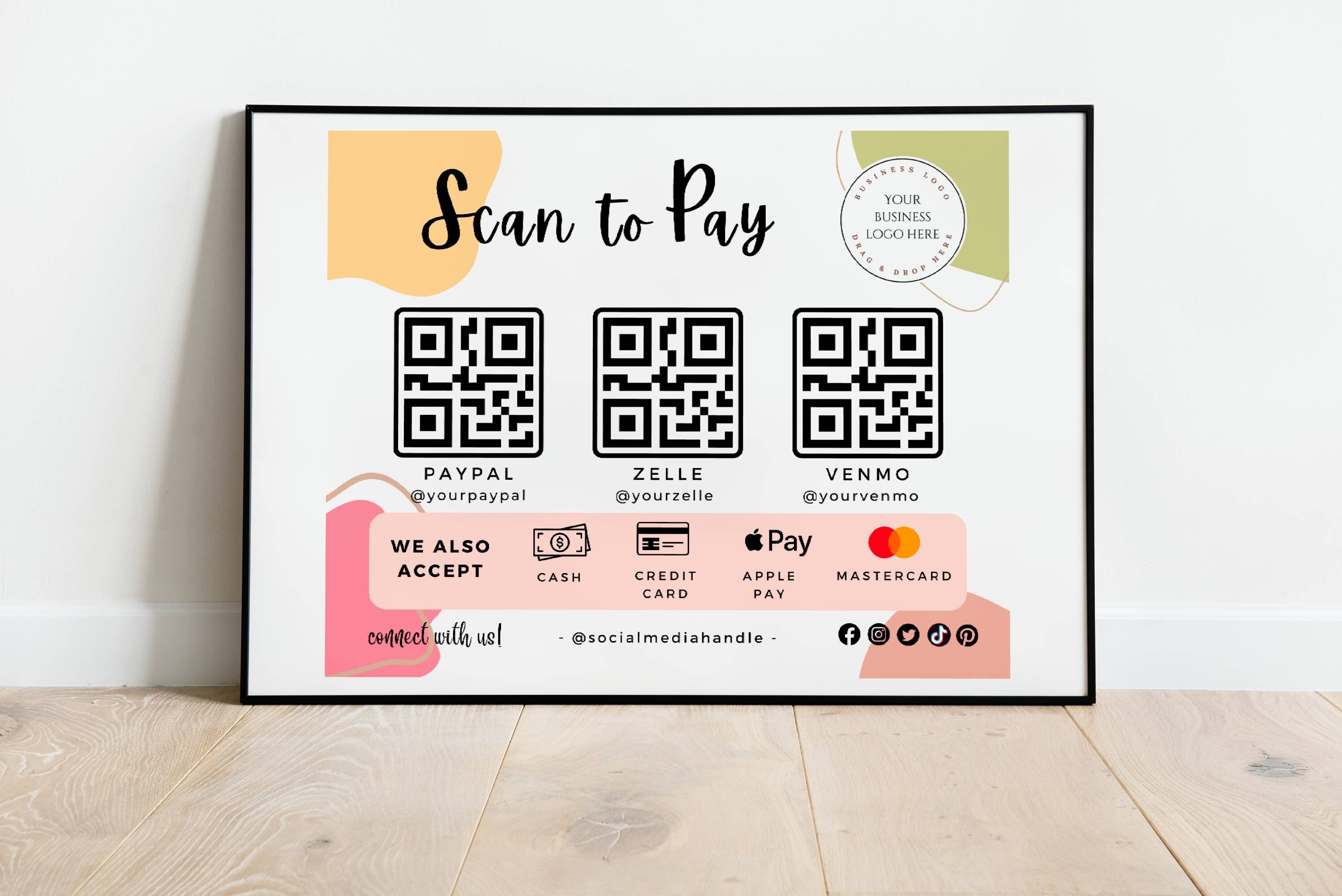 Editable Scan to Pay Sign Editable Canva Template QR Code Sign Template ...