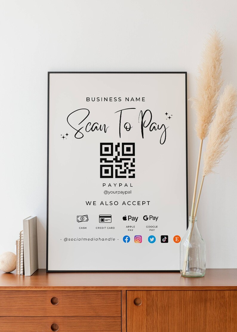 Editable Scan to Pay Sign Editable Canva Template QR Code Sign Template ...