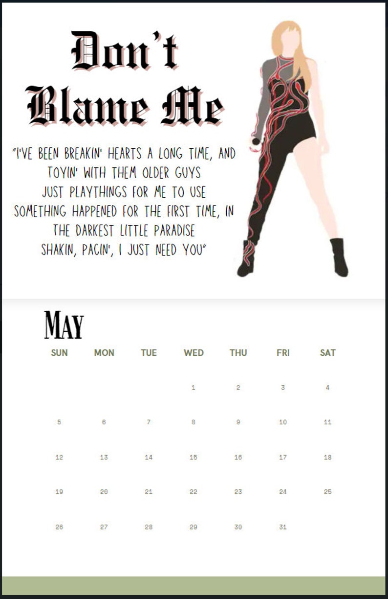 Taylor Swift 2024 in My 2024 Era Wall Calendar Exclusive Lyric Edition