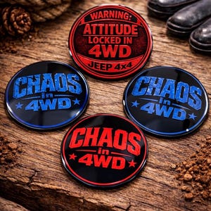 Custom Jeep Badge – Personalized 2” Stainless Steel Emblem | Strong 3M Adhesive | Jeep Name Plate