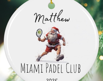 Personalized Padel Ornament, Custom Ceramic Padel Player Gift