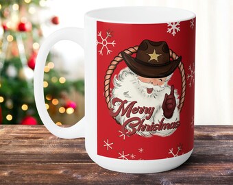 Cowboy Santa Christmas Mug, Country Holiday Gift