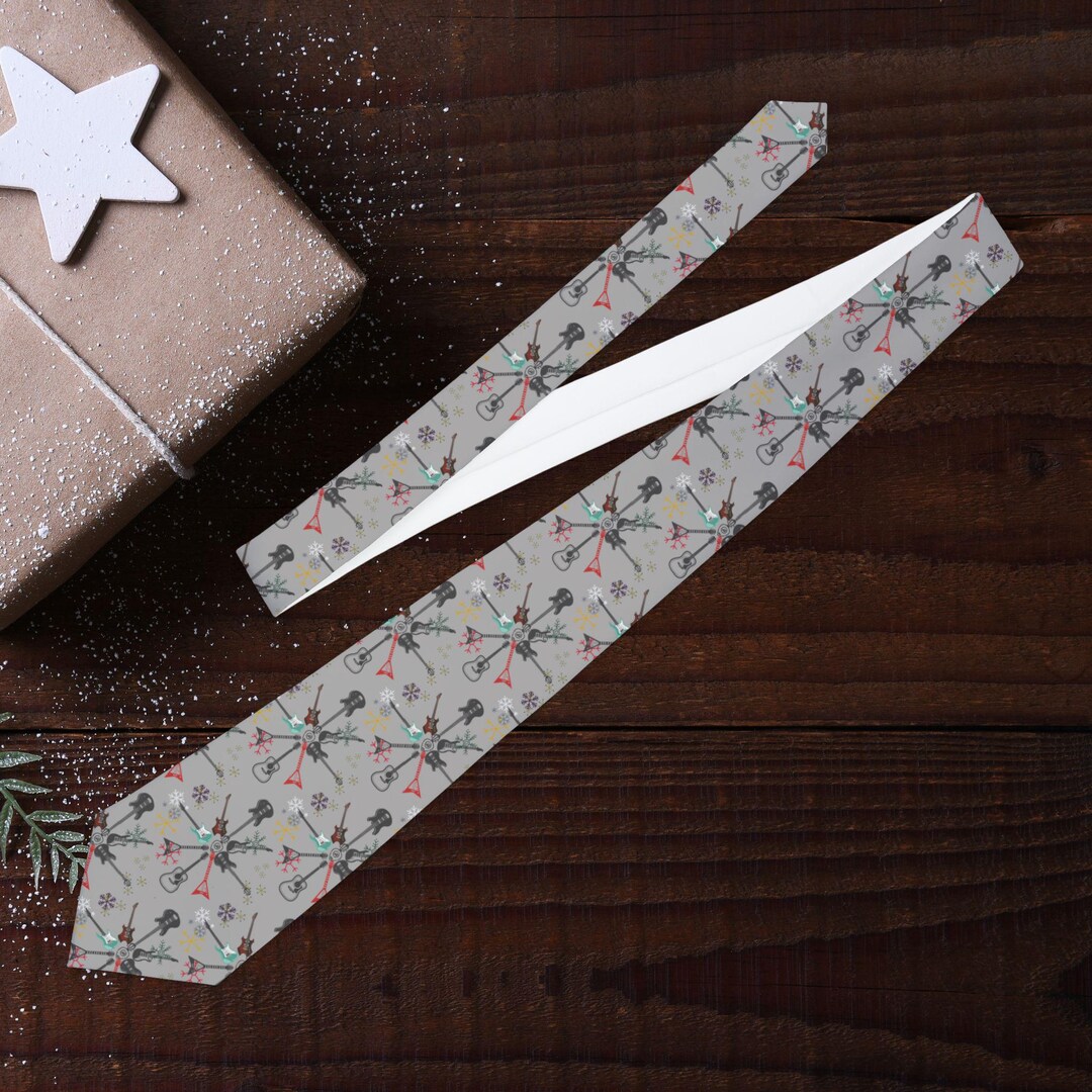 Guitar Snowflake Tie, Musician Holiday Necktie - Etsy