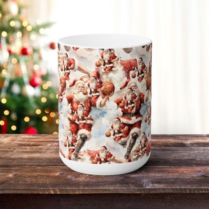 Basketball Santa Claus Mug, Christmas Basketball Mug, Gift for Basketball Player, Basketball Coach Gift, Gift for Father, Basketball Gift