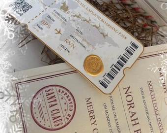 Lapland Invitation Box: 2026 Personalised Custom Santa Letter and Departure Certificate, Boarding Pass