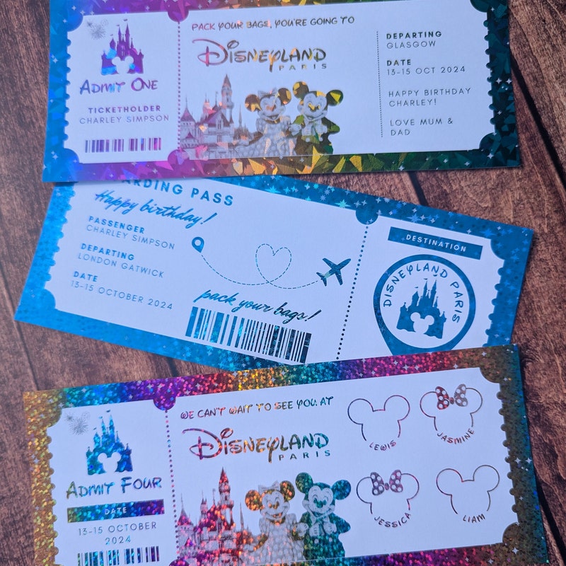 Billet disneyland personnalisé Etsy France