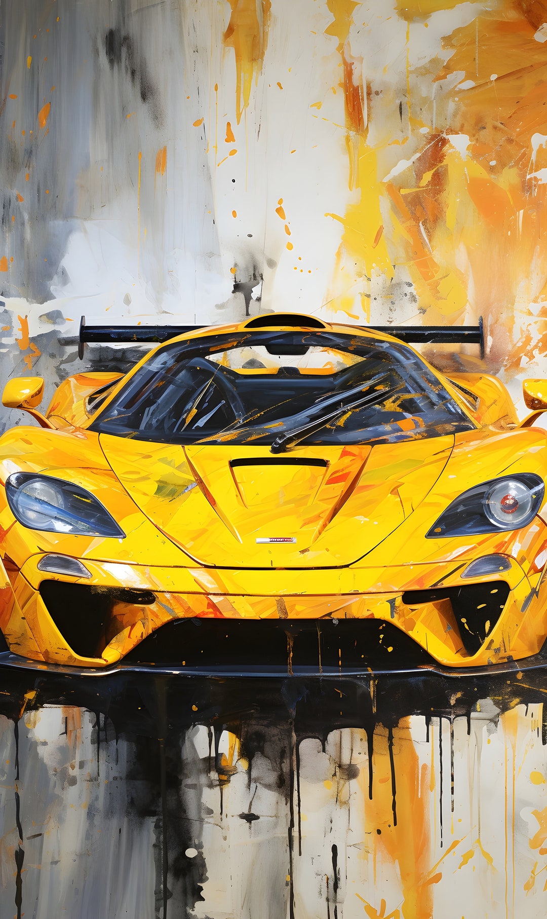 Classic Sports Car Painting Mclaren F1 Yellow Etsy
