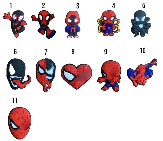 Lot of 7 Croc Charms Spiderman