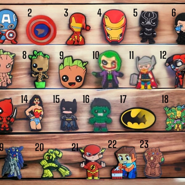 SuperHero Inspired Shoe Charms/Your Favorite Comic SuperHero Inspired Shoe Charms