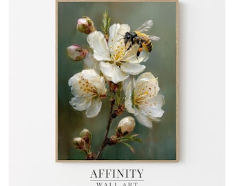 oeuvre d'art murale vintage en fleurs d'abeilles (téléchargement numérique)