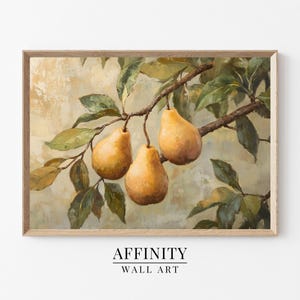 Vintage Pear Oil Painting – Still Life Fruit Wall Art – Classical Style Digital Print – Neutral Rustic Decor – Old World Kitchen Art