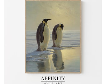 Emperor Penguins on Ice: Vintage Winter Wildlife Print (Digital Download)