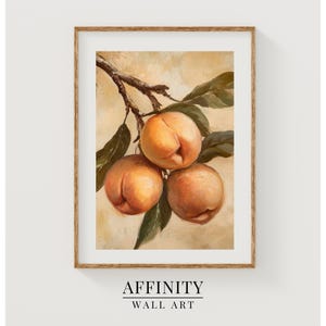 Botanical Kitchen Art Peach Tree Wall Decor Dining Room Fruit Accent Farmhouse Style Vintage Print Peach Bundle Home Decor Cottage Space Art