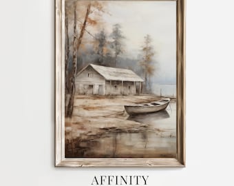 Lakeside Wall Art: Rustic Lakehouse Print for Cabin Decor (Digital Download) AWA9