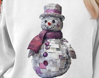 Sequin Snowman PNG, Sparkly Winter Clipart, Christmas Sublimation Design (Digital Download)