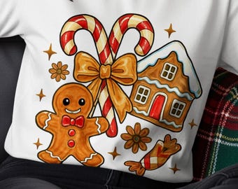 Gingerbread Man PNG, Christmas Candy, T-Shirt Design (Digital Download)