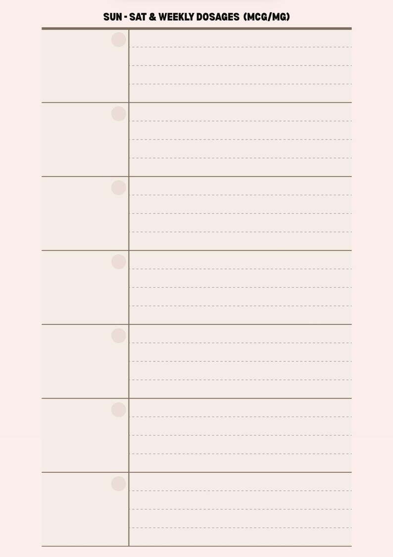 Weekly Injection Rotation Chart Peptide Injection Tracker: Printable Dosage Calendars 30 Pages, 2 ...