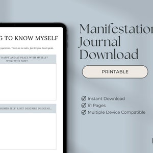 Manifestation Digital Planner Portrait, Printable Journal, Shadow Work, Self Care Journal, Self Love, Manifest Your Destiny