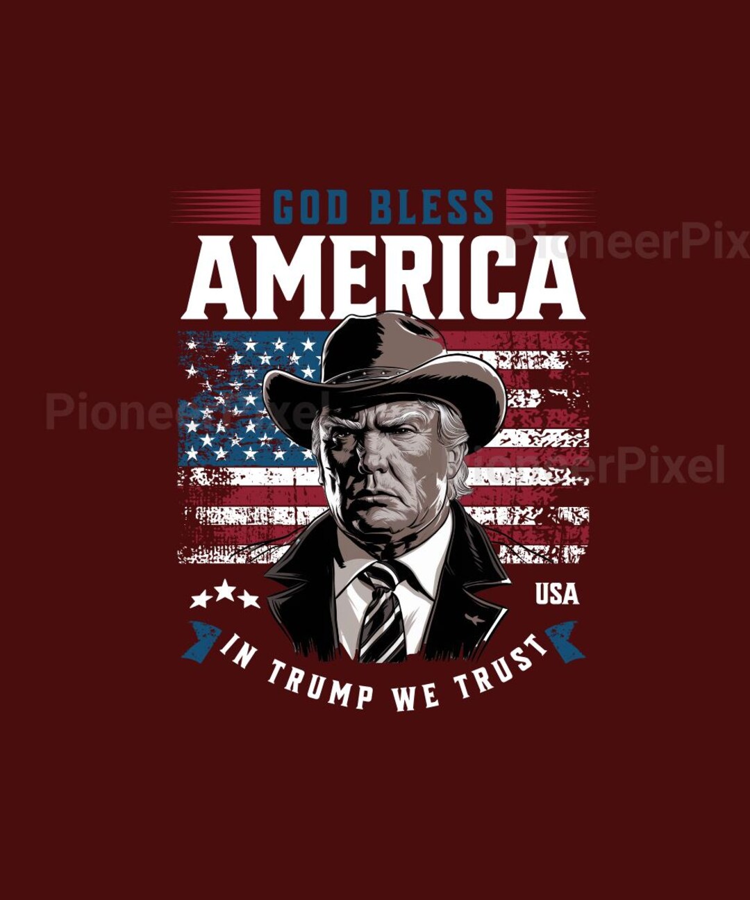 Trump Cowboy Hat PNG SVG: God Bless America (digital  display picture 1