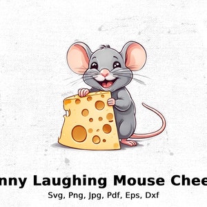 Funny Mouse & Cheese Digital Art Illustration (Digital Download)