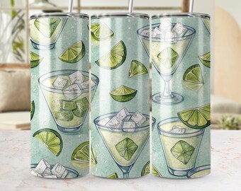 Margarita Tumbler Wrap: Lime Cocktail PNG - Sublimation Design (Digital Download)