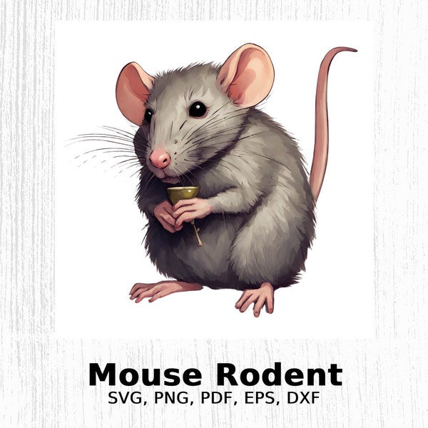 Cute Mouse Svg, Png, Pdf, Eps, Dxf Files for T-Shirts, Digital Download Rodent Graphic