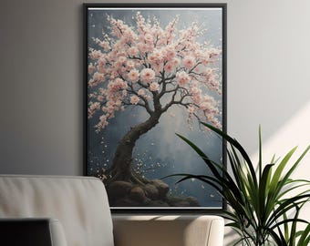 Cherry Blossom Tree Art Print: Abstract Floral Wall Decor (Digital Download)