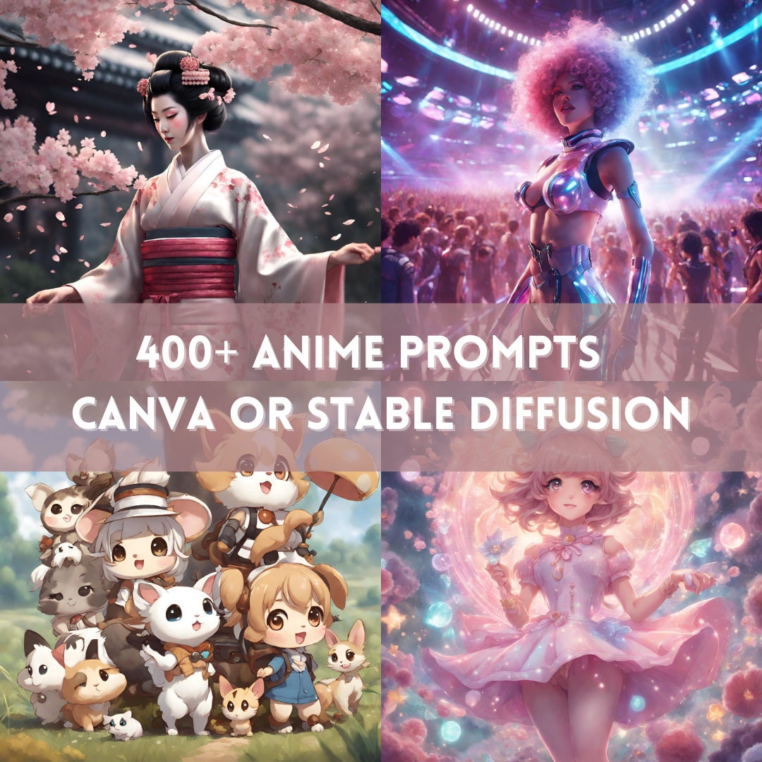 400 Anime Prompts for Canva, , AI Art, Anime Png, Anime SVG, Digital