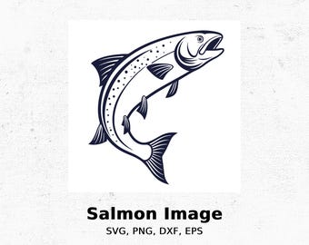Leaping Salmon SVG: Fish Illustration, Wildlife Art (Digital Download)