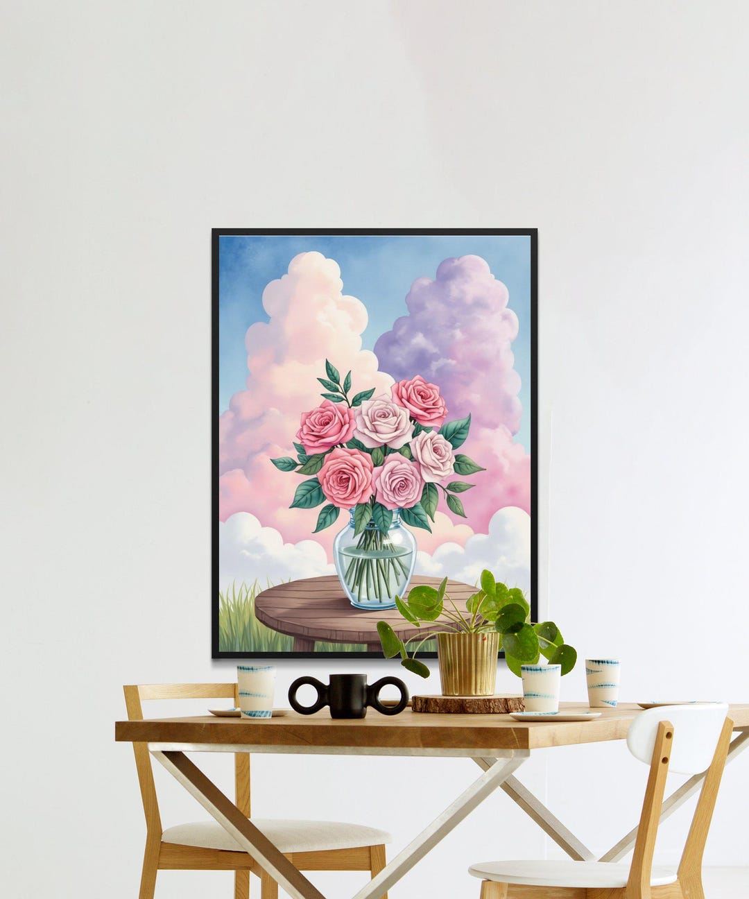 Pink Roses Watercolor Art Print: Floral Wall Decor (digital Download ...