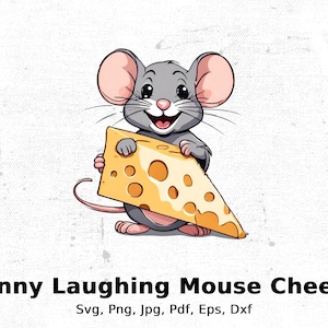 Cartoon Mouse Cheese Lover Illustration (Digital Download)