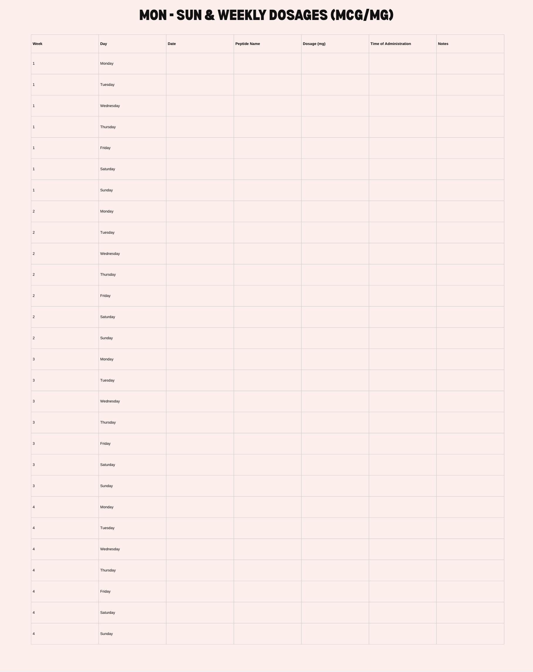 Calendar Injection Sites Peptide Injection Tracker: Printable Dosage Calendars 30 Pages, 2 ...