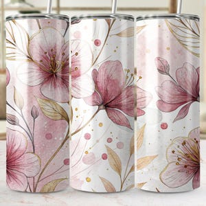 Cherry Blossom Tumbler Wrap, 20oz Skinny Tumbler, Pink Floral Sublimation, Flower Tumbler Design, Spring Tumbler Wrap PNG