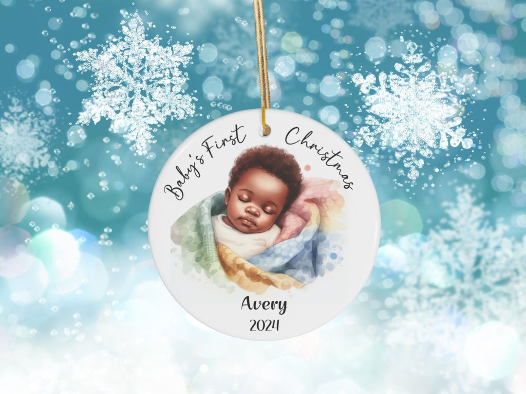 Black Baby's Customized Christmas Ornament,baby Name Keepsake,african American Personalized