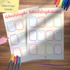 Geburtstagskalender Kita Schule Hort Krippe Erzieher Lehrer Vorlagen Portfolio