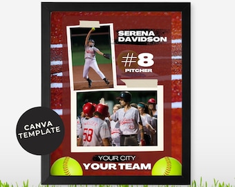 Softball Photo Collage Gift Template Editable Senior Night Photo Collage End of Season Gift Coach or Player Printable Keepsake Printable