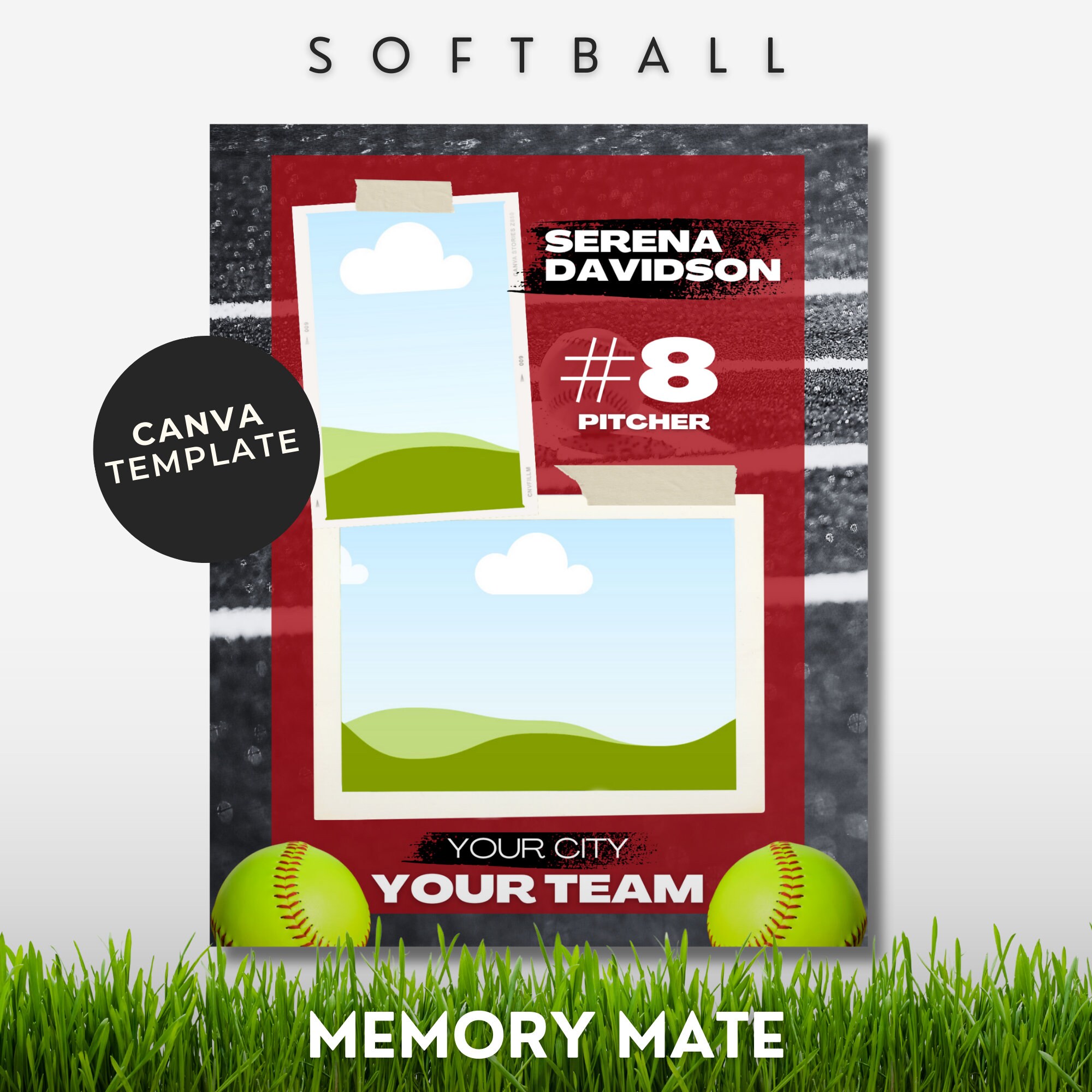 Softball Lessons Frame Softball Gift Softball Photo Frame End of Season Printable Photo Gift ...
