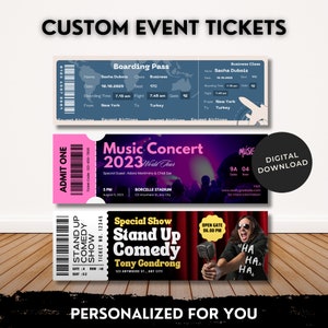 Event Gifts Concert Tickets Event Tickets  Show Ticket  Custom Event Tickets  Flight Ticket Pass  Surprise Gift  Boarding Ticket