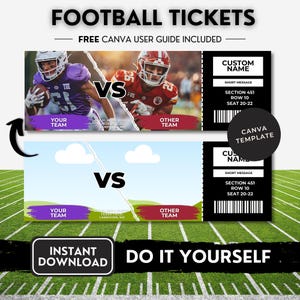 Fußball Spiel Ticket Vorlage Jubiläum oder Geburtstagsgeschenk für Fußballliebhaber Bearbeitbar für jedes Sportgeschenk Sport Vatertagsgeschenke