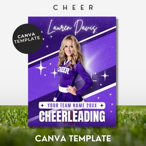 Cheerleader Senior Banner Editable Template Cheer Poster Design Template Cheer Purple Background 24x30IN