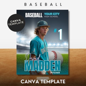 Baseball Poster Canva Template Senior Sports Banner Picture Day Sports Baseball Poster Background Backdrop Sports Graduation 24X30IN