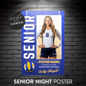 Poster per la serata di pallavolo per anziani Modello Canva Giocatore di pallavolo Immagine collage fotografico personalizzato Sfondo o fondale di pallavolo 24 x 36 pollici