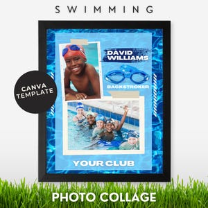 Editable Swimming Photo Collage Template Senior Night Gift Athlete Recognition Keepsake Team Photo Memory Display Custom Swim Coach Gift