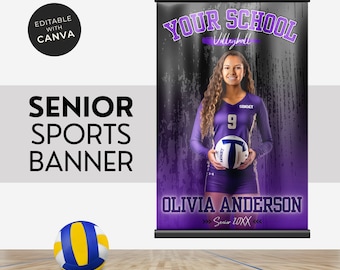 Sports Poster for Volleyball Team Gift, Canva Template, Senior Night Gift, Custom Banner, Volleyball Gifts, Sports Background,  | 24X36IN