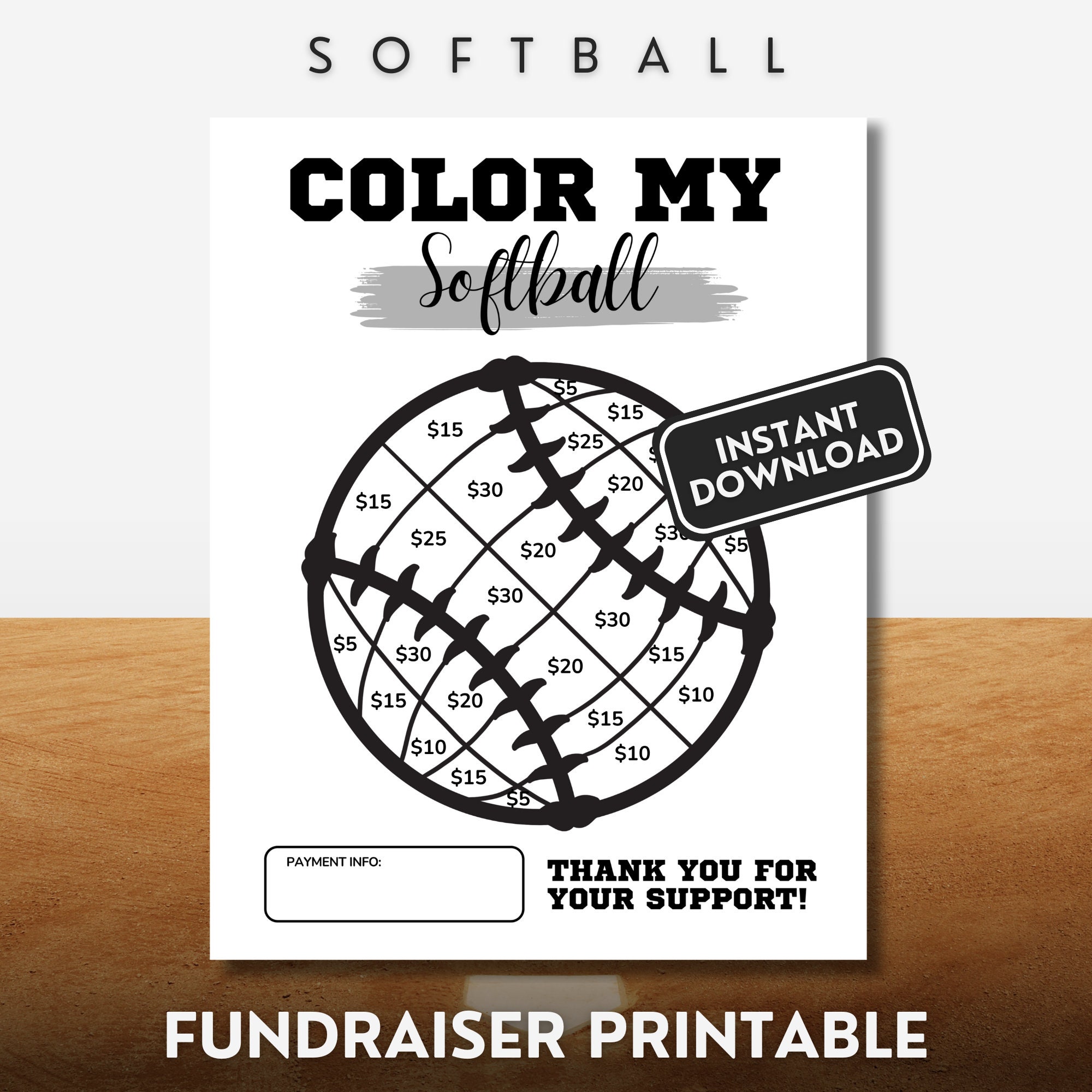 Softball Fundraiser Flyer Color My Softball Fill in My Softball Fundraising Donation Sponsor My Softball Player Goal Tracker Sheet Printable