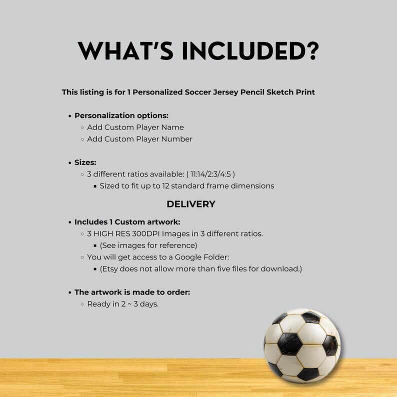 Pencil Sketch Personalized Soccer Gift for Boys or Girls Custom Soccer